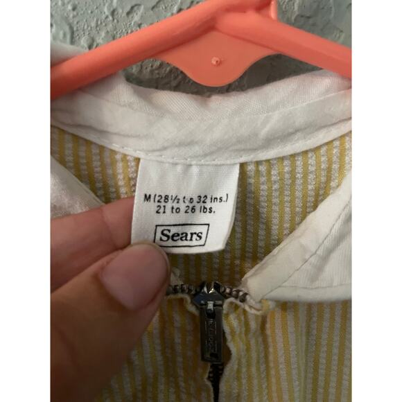 Sears Vintage 18-24 month Summer Bubble Romper Yellow Striped - Picture 4 of 5